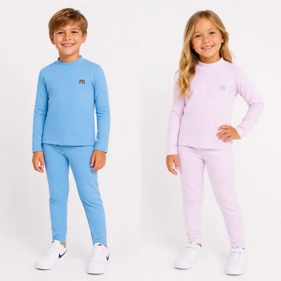 CONJUNTO SEGUNDA PELE INFANTIL BLUSA + CALÇA SUEDE SOFT MACIO INVERNO 2 AO 8