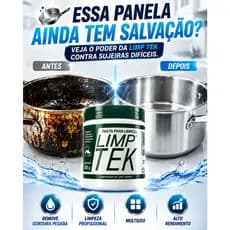 PASTA DE LIMPEZA PROFISSIONAL LIMP TEK 500G – MULTIUSO REMOVE GORDURA, ENCARDIDO, MANCHAS DIFÍCEIS, PANELAS FOGÃO, TÊNIS