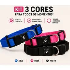 Coleira para cachorro pequenos e médios portes pets confortável VARIAS CORES