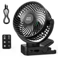 Ventilador de Mesa Minthouz com Clipe, 12000mAh, 360 °   Ventilador Portátil Recarregável com Rotação e 45 Horas de Auto