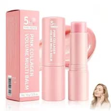 2 Peças de Bastão Multi-Bálsamo de Colágeno Rosa PDRN, Hidratante e Firmador para o Rosto, Bastão de Colágeno para Olhei