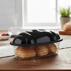 Porta Pão Cesto Armazenador Pães Francês Tampa Oval Mesa Posta Café da Manhã Decoração Coração Plasutil