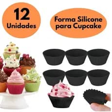 Kit 6 /12 Pecas Formas de Silicone para Cupcake Muffin Bolinhos Tortas Sobremesas Reutilizáveis Air Fryer