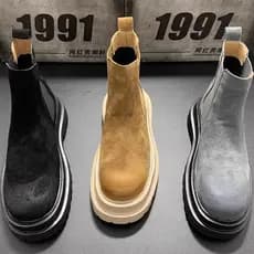 Novo estilo Martin botas masculinas de sola grossa Mid-top Casual botas masculinas outono um Pedal botas de cigarro de a