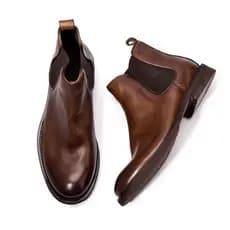 Marrom apontou toe Chelsea botas masculinas Retro Martin botas estilo britânico dedo do pé redondo capa pé botas curtas
