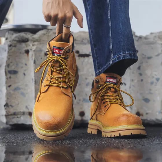 Casal botas de caminhada ao ar livre estilo britânico Retro ferramentas botas ruibarbo botas das mulheres dos homens mes