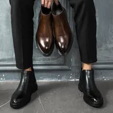 Chelsea botas masculinas estilo britânico sapatos de couro de alta qualidade All-Match Mid-top botas masculinas botas cu