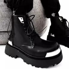Botas Martin de corte médio com biqueira de ferro, estilo britânico, nicho, preto escuro, aumentando botas de motociclet