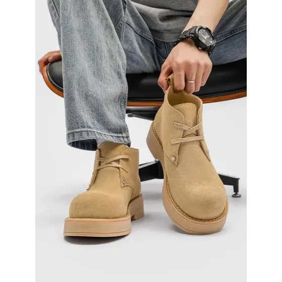 Martin botas masculinas inverno forro de lã britânico sola grossa aumentando moda Casual Derby sapatos masculinos camurç