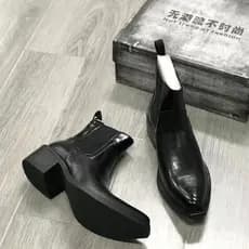 Chelsea botas de sola grossa apontou Toe na moda masculino estilo britânico botas Martin de alta qualidade Casual botas