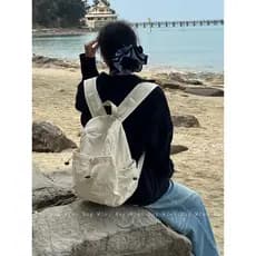 Wfei japonês cor sólida plissado náilon mochila grande capacidade leve lazer viagem mochila estudante universitário saco