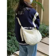 Wfei mensageiro bolsa de lona feminina outono estilo coreano INS série leite branco nuvem textura dobrável grande capaci