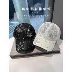 Versão coreana na moda strass flor chapéu de beisebol feminino verão compras ao ar livre renda malha protetor solar boné