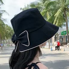 Chapéu feminino versão coreana na moda bonito arco bacia chapéu primavera verão viagem ao ar livre grande borda protetor