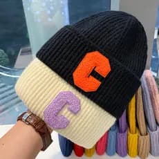 2025 novo estilo inverno moda carta chapéu de lã feminino ins na moda All-Match chapéu frio masculino outono inverno cas