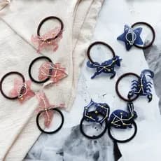 Xixi Molho Japonês Ordem Constelação Tema Piscando Azul Rosa Macio Menina Anel de Cabelo Corda de Cabelo