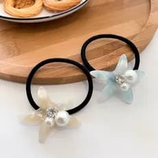 Xixi molho coreano estilo Popular estrela do mar piscando Retro japonês folha de acetato pérola strass anel de cabelo co