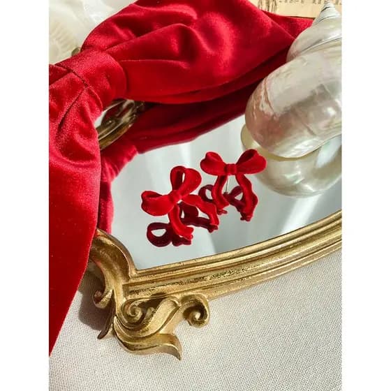 Xi molho agulha de prata elegante preto veludo arco estilo princesa brincos franceses rosa parque Chae jovens brincos ve