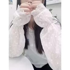 Doce Chiffon Puff manga solta ins estilo estudante Ultra-fino protetor solar manga de gelo feminino verão manga renda al