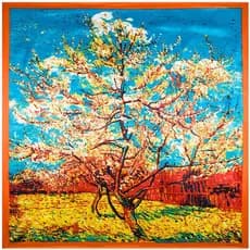 Maitong lenço de seda 90cm * 90cm Van Gogh pintura a óleo outono bordo folha caída senhoras imitação de seda grande lenç