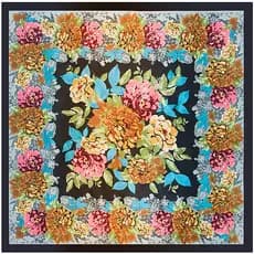 Maitong lenço de seda 90cm * 90cm novo estilo preto branco flor senhoras simulação seda grande lenço quadrado lenço de s