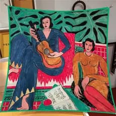Estilo francês 90cm novo estilo Matisse pintura a óleo música moda xale grande lenço quadrado lenço cachecol pintura dec