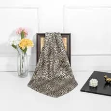 Maitong lenço de seda 90cm europeu americano clássico leopardo impressão cor senhoras simulação seda grande lenço quadra