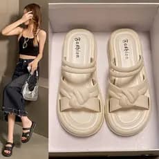 Novo estilo chinês estilo chinês chinelos de sola grossa feminino verão exterior Wear 2024 novo estilo High-End sentimen