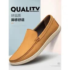 Primeira camada de couro ervilhas sapatos masculinos sola macia Casual deslizamento em mocassins couro genuíno preguiços
