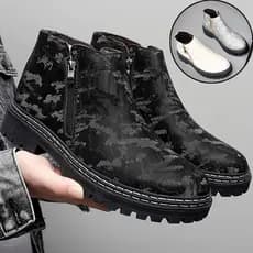 Botas Martin com zíper lateral, botas masculinas de cano alto de couro genuíno britânico Chelsea, sapatos masculinos de