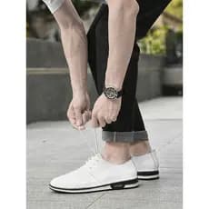 Lace-Up sapatos de couro Premium masculino respirável couro genuíno 2025 novo britânico All-Match sapatos masculinos cas