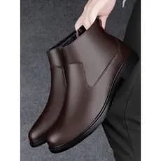 Botas Chelsea com zíper lateral masculinas de couro genuíno de alta qualidade estilo britânico preguiçoso Martin botas m