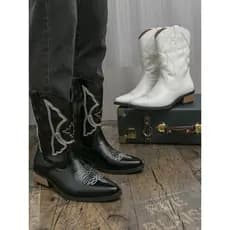 Botas masculinas brancas da moda Chelsea, botas masculinas de alta qualidade, Cowboy ocidental, Martin, manga masculina,