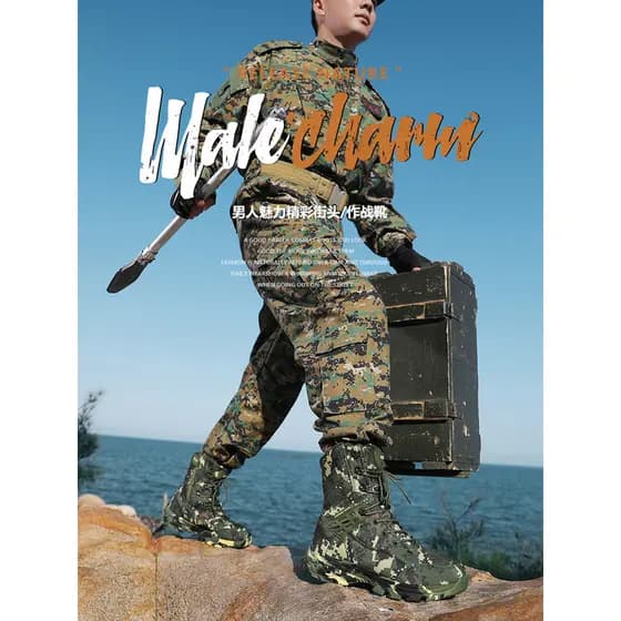 Botas Martin das forças especiais masculinas na moda botas gerais de couro genuíno à prova d'água botas de combate ao ar