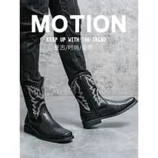 Padrão de crocodilo couro genuíno tubo alto botas de equitação mongol botas de Cowboy botas de motocicleta na moda mascu