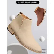 Camurça de couro Chelsea botas masculinas estilo britânico couro genuíno Martin botas 2026 primavera novo estilo zíper b