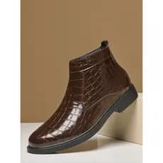 Negócios de alta qualidade com zíper lateral terno sapatos de couro padrão de crocodilo britânico apontou Toe Martin bot