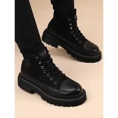 Estilo britânico Casual ao ar livre botas gerais de sola grossa aumento interno Martin botas masculinas Retro motociclet