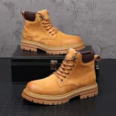 Rubarbo botas masculinas Martin botas estilo britânico sapatos de alta qualidade de sola grossa aumento interno botas cu