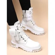 Martin botas masculinas brancas de sola grossa, macacão de aumento interno, botas curtas de alta qualidade para motocicl