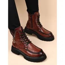 Martin botas masculinas estilo britânico sola macia aumentando botas gerais de couro genuíno botas de motocicleta High-E