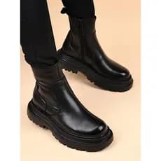 Botas de couro masculinas casuais All-Match Martin botas de aumento interno botas de motocicleta de sola grossa Retro Mi