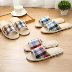 2026 novo estilo chinelos feminino casa interior verão algodão linho primavera outono piso casa sola macia mudo antiderr