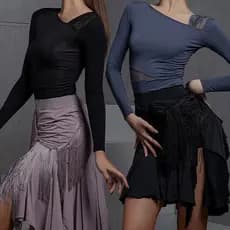 Saia de dança latina longa feminina adulto dança franjas saia prática terno grande balanço Fishtail saia Bottoms desempe