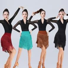Saia de dança latina novo estilo prática terno adulto saia franjas Bottomsuit quadrado dança competição dança desempenho