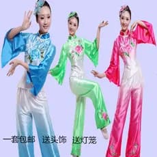 Yangko traje de meia-idade idosos traje feminino clássico dança chapéu dança cintura tambor traje fã dança traje Umbr