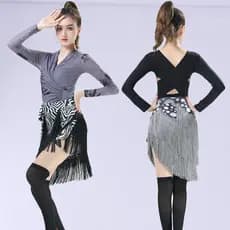 Saia de dança latina Bottomsuit prática terno calças femininas saia curta 2022 novo estilo terno de dança Hip cachecol r