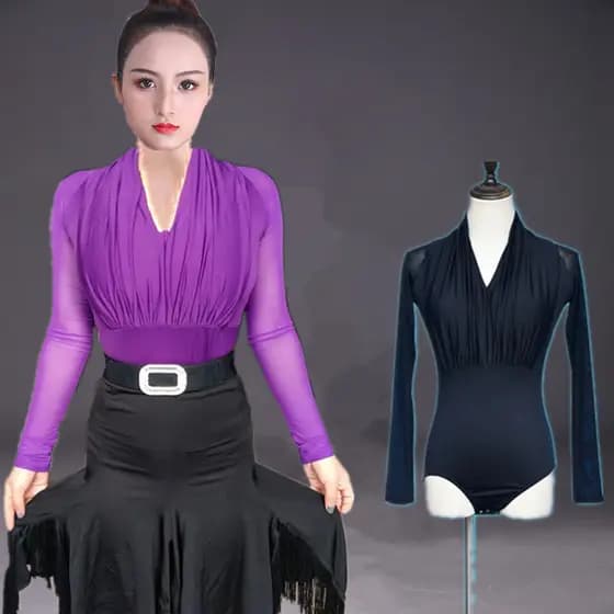 Novo terno de dança latina prática terno feminino terno de treinamento moderno dança superior macacão roupas de prática 