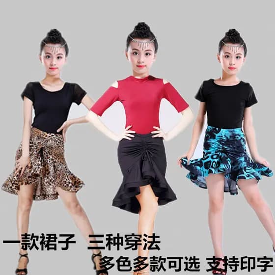Novas meninas saia de dança latina roupas de prática das crianças trajes de desempenho de competição meninas crianças ro