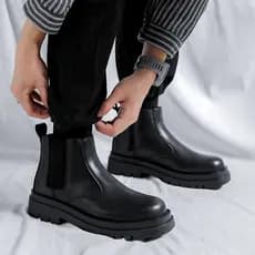 Martin botas masculinas de cano baixo inverno britânico All-Match Mid-top Chelsea botas masculinas de sola grossa sapato